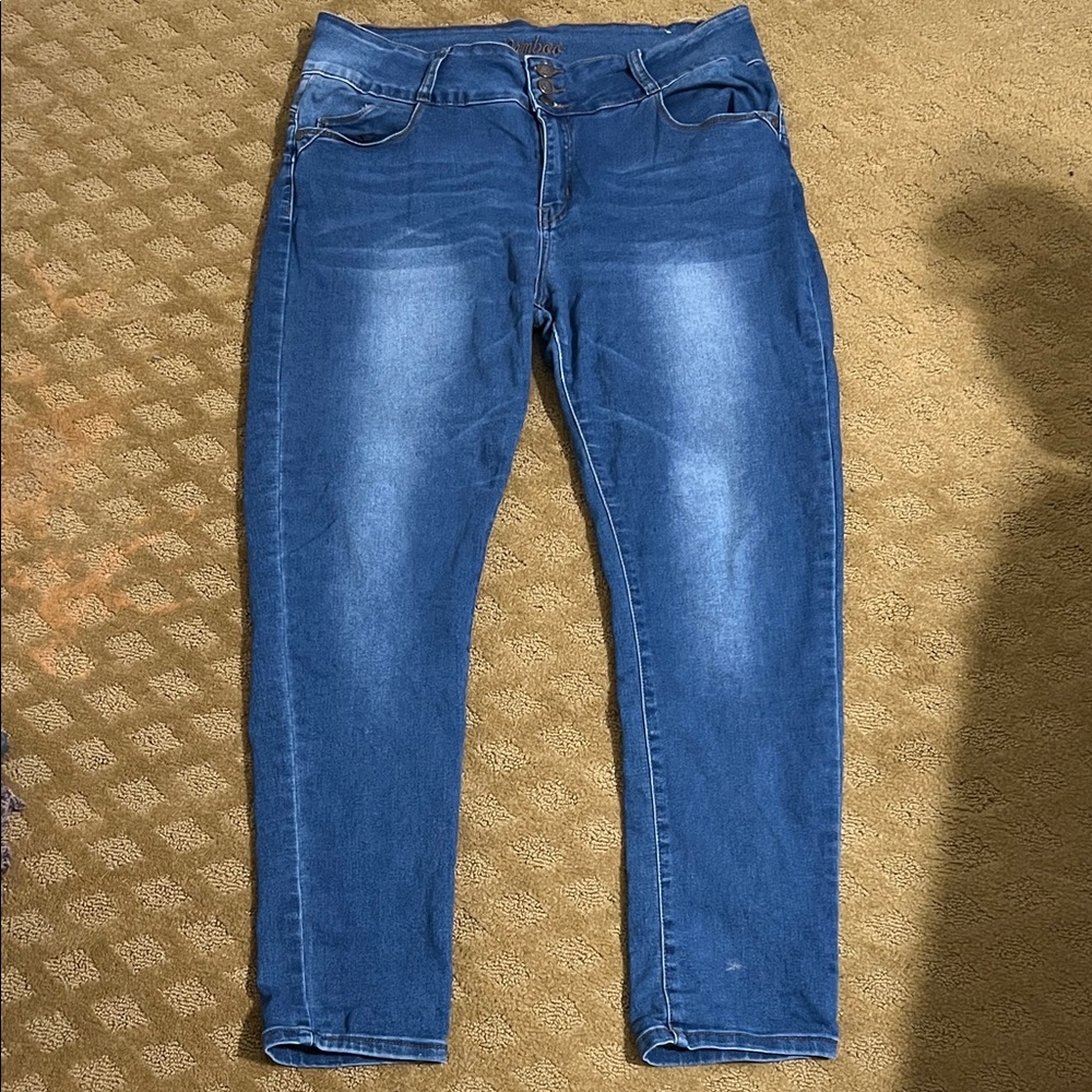 BAMBOO Women's Skinny Jeans in Deep Blue